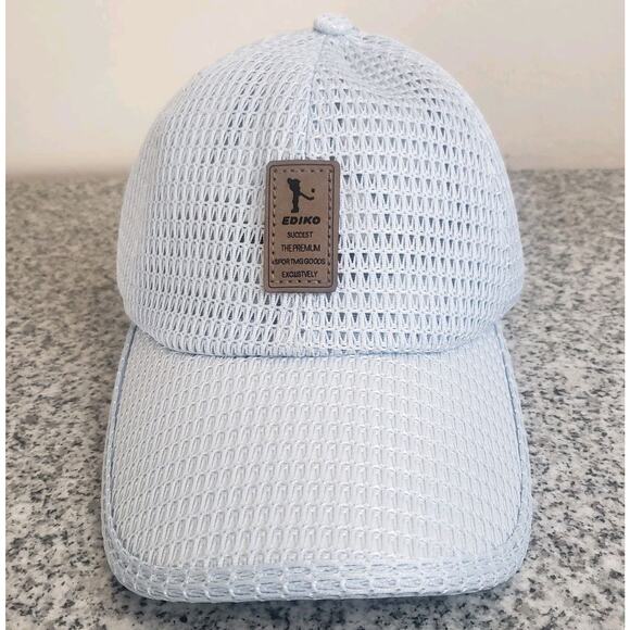 EDIKO SUCCEST Lt Gray Blue Premium Golf Baseball Cap, Adjustable Strap Mesh Cap - Picture 1 of 6